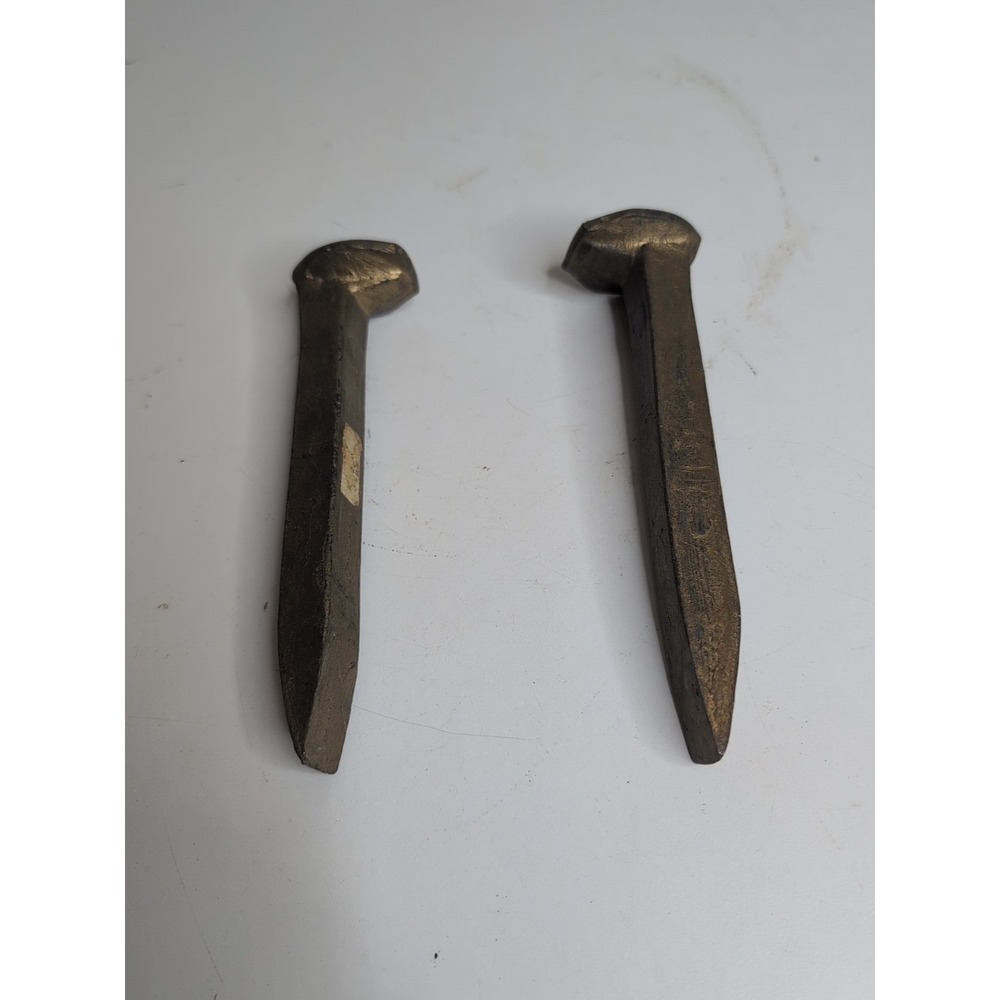 2 Vintage Railroad Spikes 6" Antique Rusty Iron Nails Rustic Industrial Decor